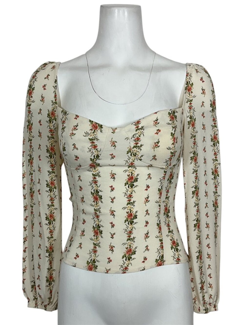 Reformation Floral Reign Top Blouse 6 Cream Romantic DEFECT - Picture 6 of 16